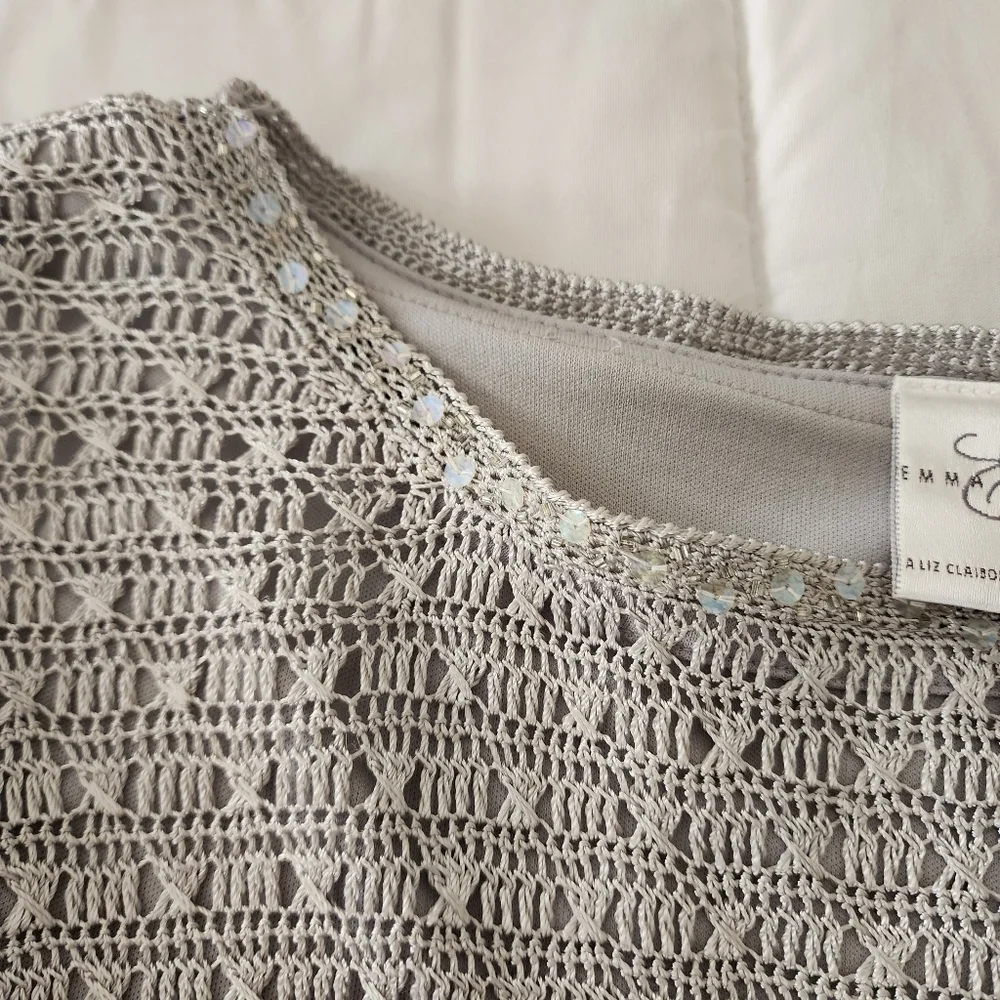 C - Emma and James Beautiful Crochet Sweaters with Sequins Neckline Sz L - Picture 3 of 4